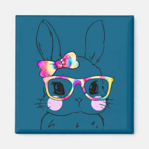 Cute bunny face tie dye bow tie easter day girls w magnet