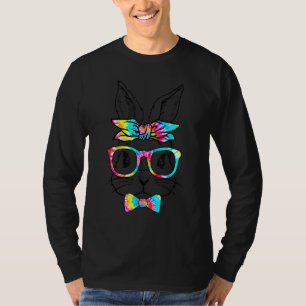 Cute Bunny Face Tie Dye Easter Day Glasses Headban T-Shirt