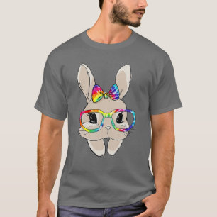 Cute Bunny Face Tie Dye Glasses Easter Day Kids Gi T-Shirt
