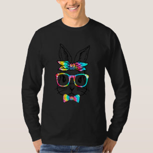 Cute Bunny Face Tie Dye Glasses Headband Happy Eas T-Shirt