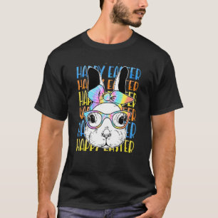 Cute Bunny Face Tie Dye Glasses Headband Happy Eas T-Shirt