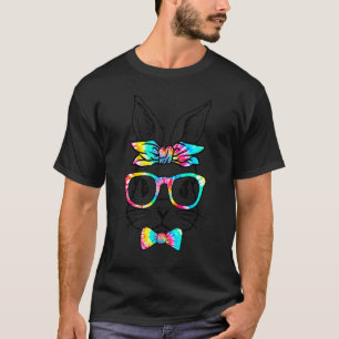 Cute Bunny Face Tie Dye Glasses Headband Happy Eas T-Shirt
