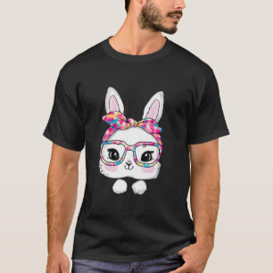 Cute Bunny Face Tie Dye Glasses Headband Happy Eas T-Shirt