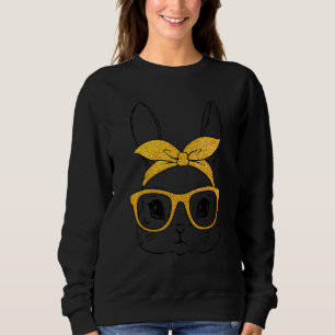 Cute Bunny Face Wearing Glasses Headband Happy Eas Sweatshirt