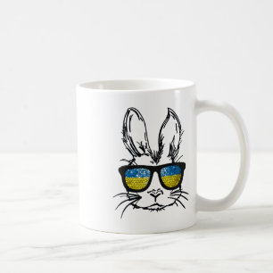 Cute Bunny Face Wearing Gles Ukraine Flag Easter D Coffee Mug