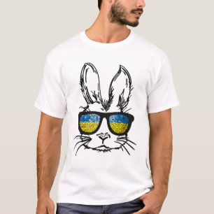 Cute Bunny Face Wearing Gles Ukraine Flag Easter D T-Shirt