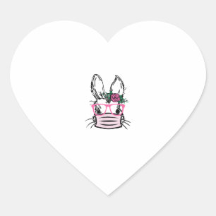 Cute Bunny Face With Face Mask Glasses Rabbit EAST Heart Sticker