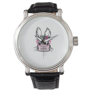 Cute Bunny Face With Face Mask Glasses Rabbit EAST Watch