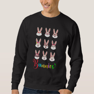 Cute Bunny Face With Glasses Bowtie Easter Girls K Sweatshirt