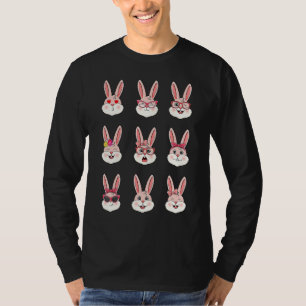 Cute Bunny Face With Glasses Bowtie Easter Girls K T-Shirt