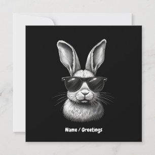 Cute Bunny Face With Sunglasses For Kids Invitation