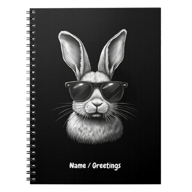 Cute Bunny Face With Sunglasses For Kids  Notebook (Front)