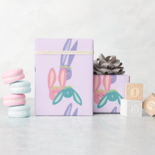 Cute Bunny Family And Pastel Colours Light Purple  Wrapping Paper
