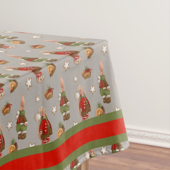 Cute Bunny Family Christmas Tablecloth (In Situ)