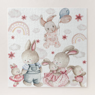 Cute Bunny Family Jigsaw Kids Birthday Puzzle