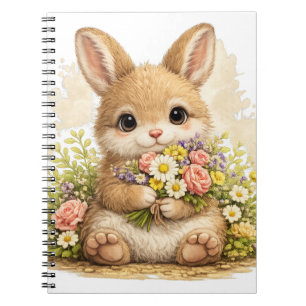 Cute Bunny Flower Bouquet Kawaii Notebook