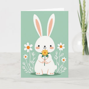 Cute Bunny Flower Scene Card