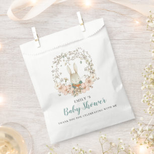Cute Bunny Foliage Thank You Baby Shower Favour Bags