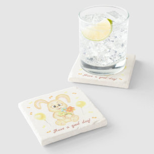 Cute Bunny for a positive mood Poster Stone Coaster