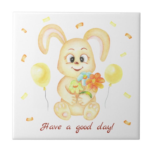 Cute Bunny for a positive mood Poster Tile (Front)
