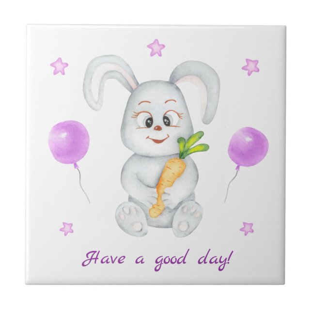 Cute Bunny for a positive mood Poster Tile (Front)