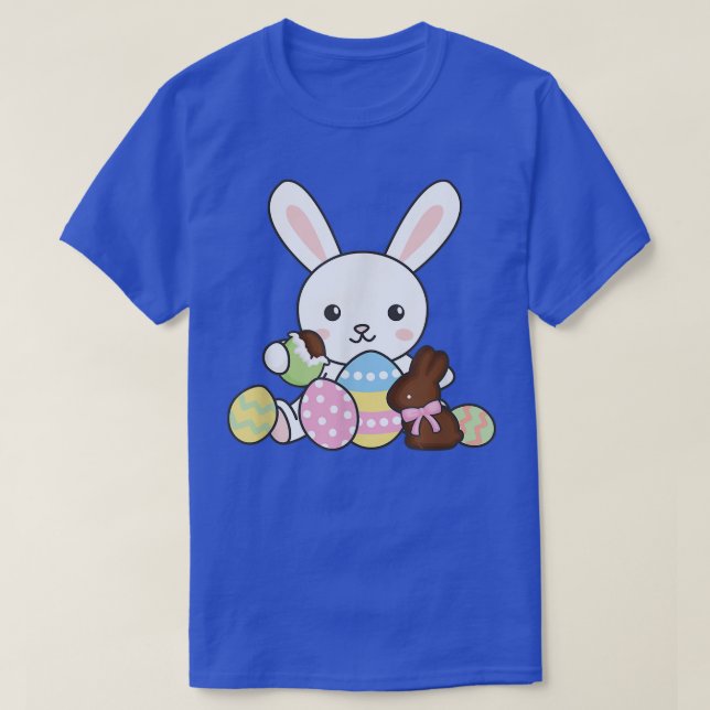 Cute Bunny For Easter With Easter Candy  T-Shirt (Design Front)