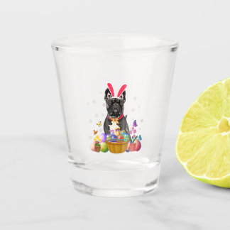 Cute Bunny French Bulldog Easter Day Eggs Basket Shot Glass