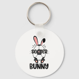 Cute Bunny Funny Sporty Easter Rabbit Soccer Eggs Key Ring