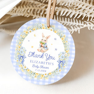 Cute Bunny Garden Gingham Baby Shower Thank you Favour Tags
