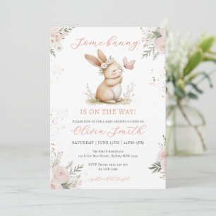 Cute Bunny Girl Baby Shower Invitation