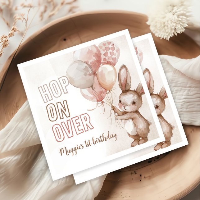 Cute Bunny Girl Birthday Party Napkin (Creator Uploaded)