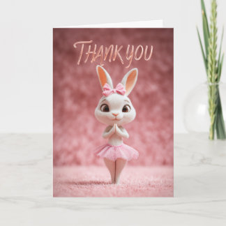 Cute Bunny Girl in Pink Tutu Thank You Card