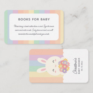 Cute Bunny Girl or Boy Baby Shower Books For Baby Enclosure Card