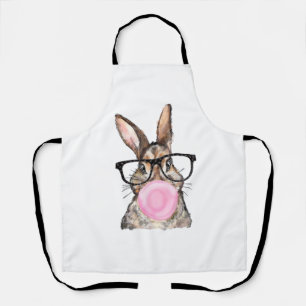 Cute Bunny Glasses Bubblegum Easter Day Girls Kids Apron