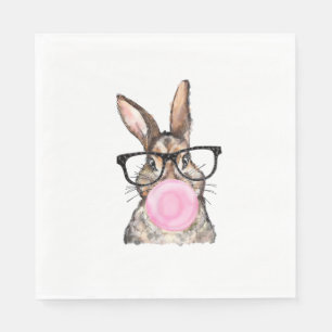 Cute Bunny Glasses Bubblegum Easter Day Girls Kids Napkin
