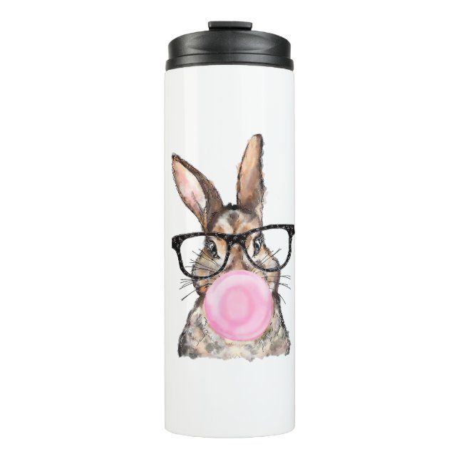 Cute Bunny Glasses Bubblegum Easter Day Girls Kids Thermal Tumbler (Front)