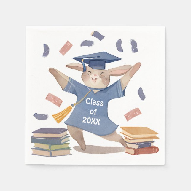 Cute Bunny Graduation Party Napkins (Front)