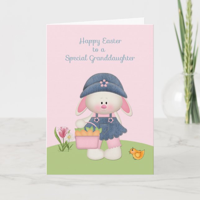 Cute Bunny, Granddaughter, Easter Holiday Card (Front)