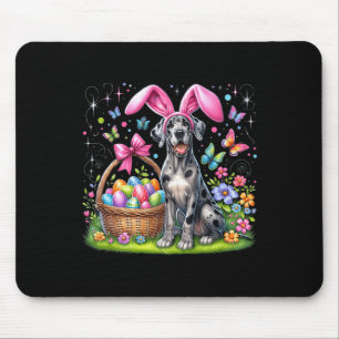 Cute Bunny Great Dane Dog Easter Eggs Basket Easte Mouse Mat