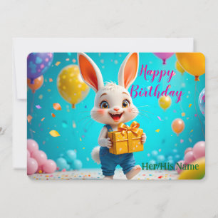 Cute Bunny Happy Birthday Card