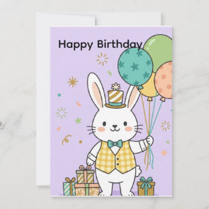 Cute Bunny Happy Birthday Party InvitatiInvitation Invitation