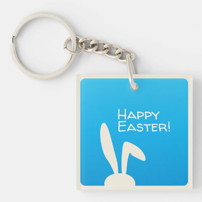 Cute Bunny Happy Easter Eggs Hunt Party Spring Key Ring (Front)