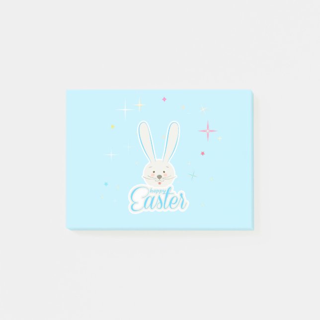 Cute Bunny Happy Easter Eggs Hunt Party Spring Post-it Notes (Front)