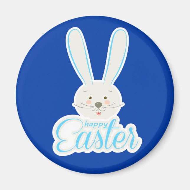 Cute Bunny Happy Easter Holiday Eggs Hunt Party Magnet (Front)