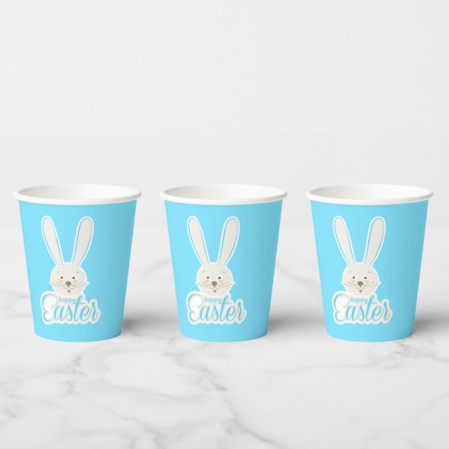 Cute Bunny Happy Easter Holiday Eggs Hunt Party Paper Cups (Multi)