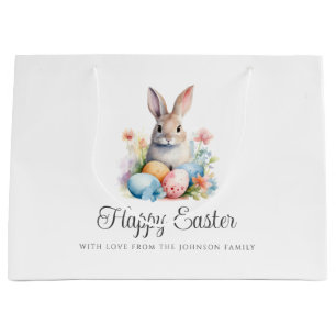 Cute Bunny Happy Easter Large Gift Bag