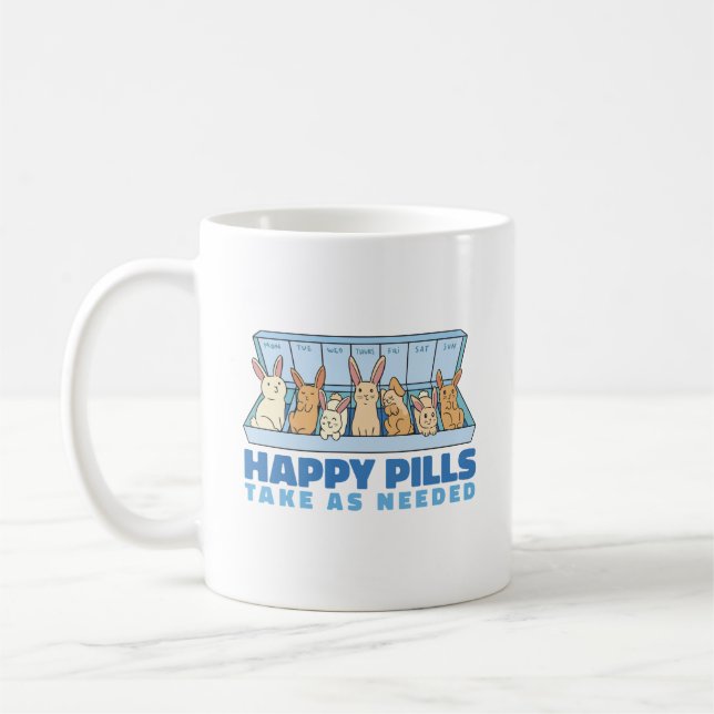 CUTE BUNNY HAPPY PILLS BOX COFFEE MUG (Left)