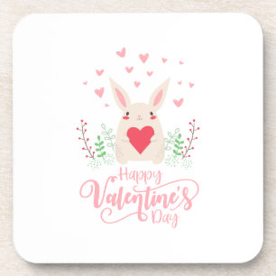 Cute Bunny Happy Valentine's Day   Coaster