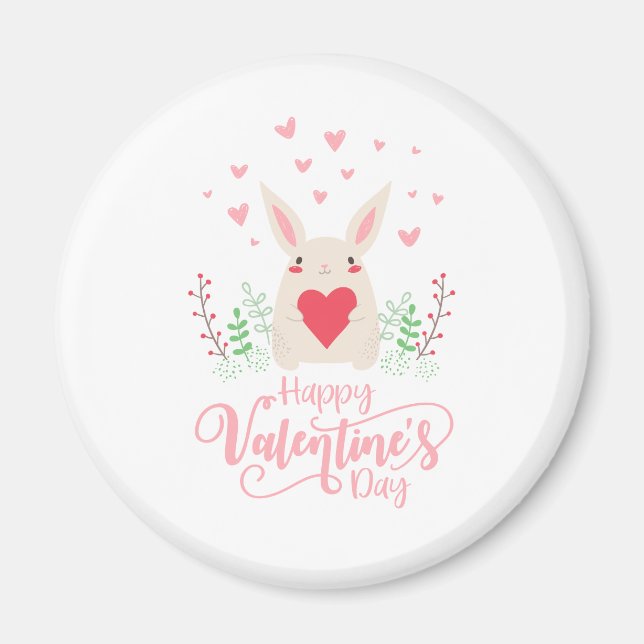 Cute Bunny Happy Valentine's Day | Magnet (Front)