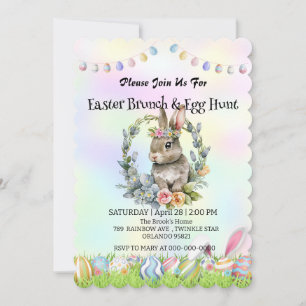 Cute bunny hare hunting egg Happy Easter day Party Invitation